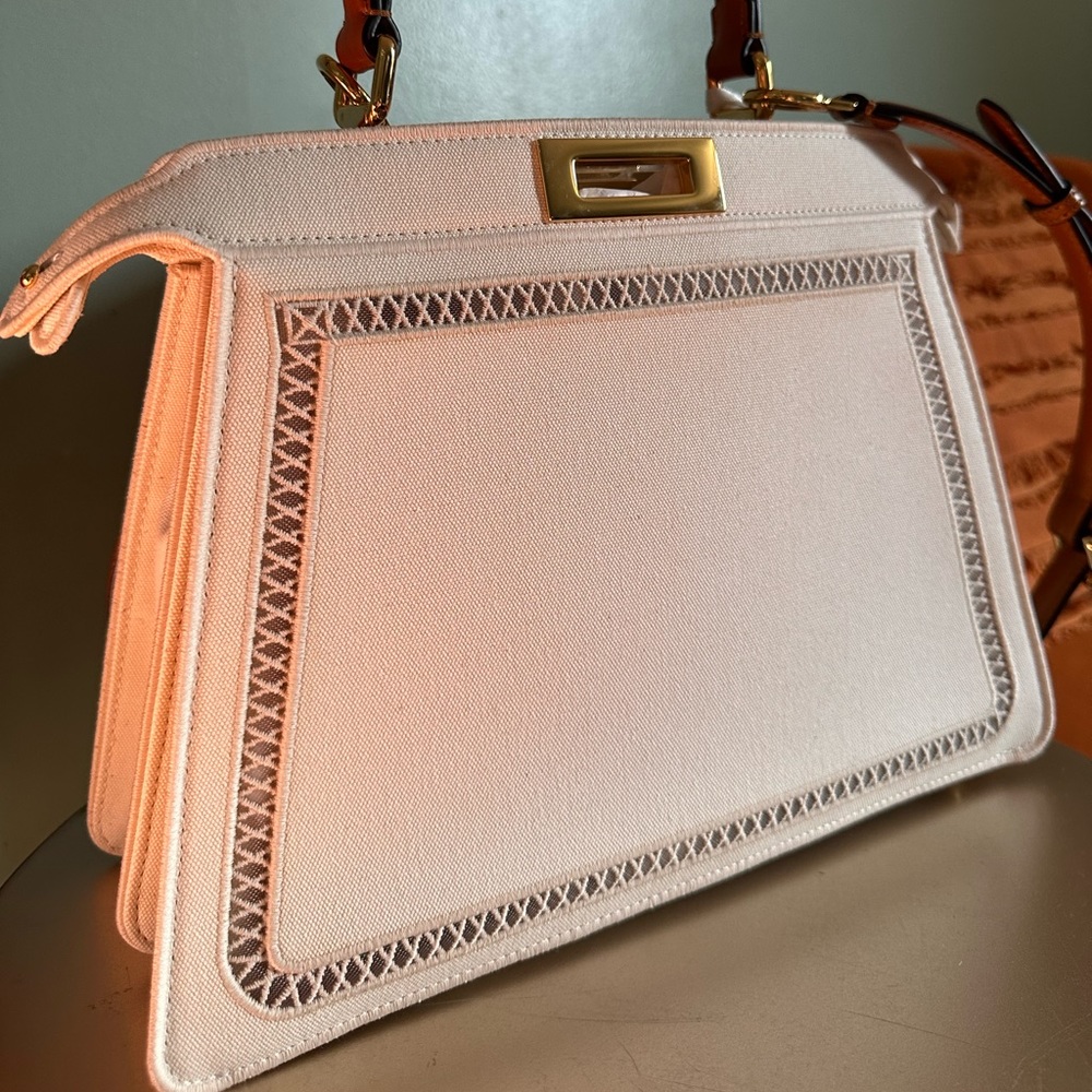 Brand New Fendi Peekaboo ISeeU Medium Canvas Bag in Ajour/Agata - Never Worn